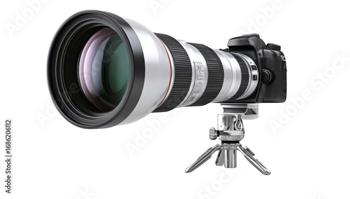 Telephoto lens mounted on camera