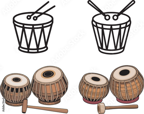 Tabla Illustration, Indian Percussion Instrument, Music, Traditional Art