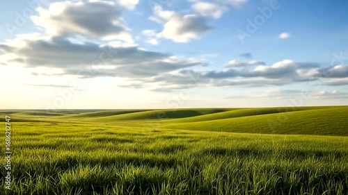 Scenic Time Lapse Video of Rolling Green Hills and Dynamic Cloudscape at Sunset