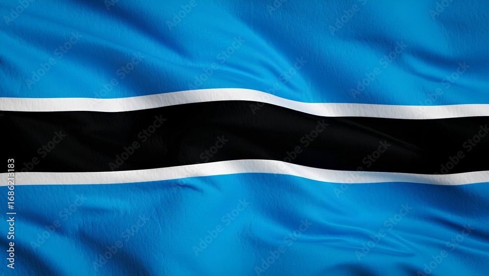 Fototapeta premium Botswana National Flag with Stripes and Waving