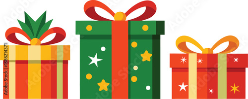 Merry christmas gift box. Christmas present vector on white background