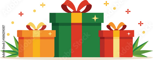 Merry christmas gift box. Christmas present vector on white background