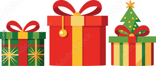 Merry christmas gift box. Christmas present vector on white background
