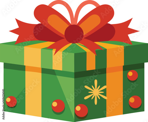 Merry christmas gift box. Christmas present vector on white background