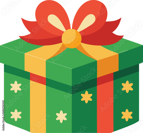 Merry christmas gift box. Christmas present vector on white background