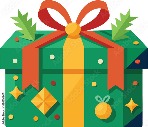 Merry christmas gift box. Christmas present vector on white background