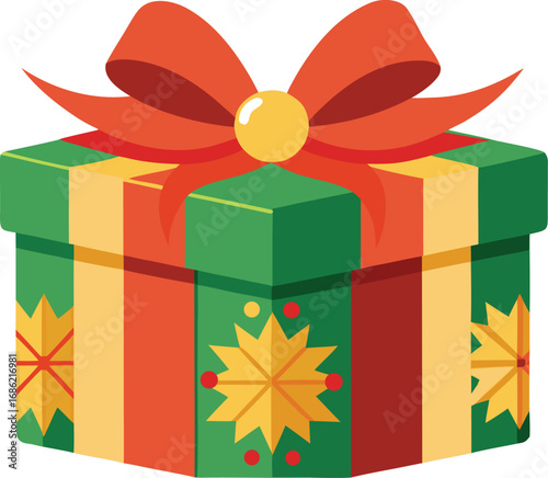 Merry christmas gift box. Christmas present vector on white background