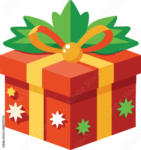 Merry christmas gift box. Christmas present vector on white background