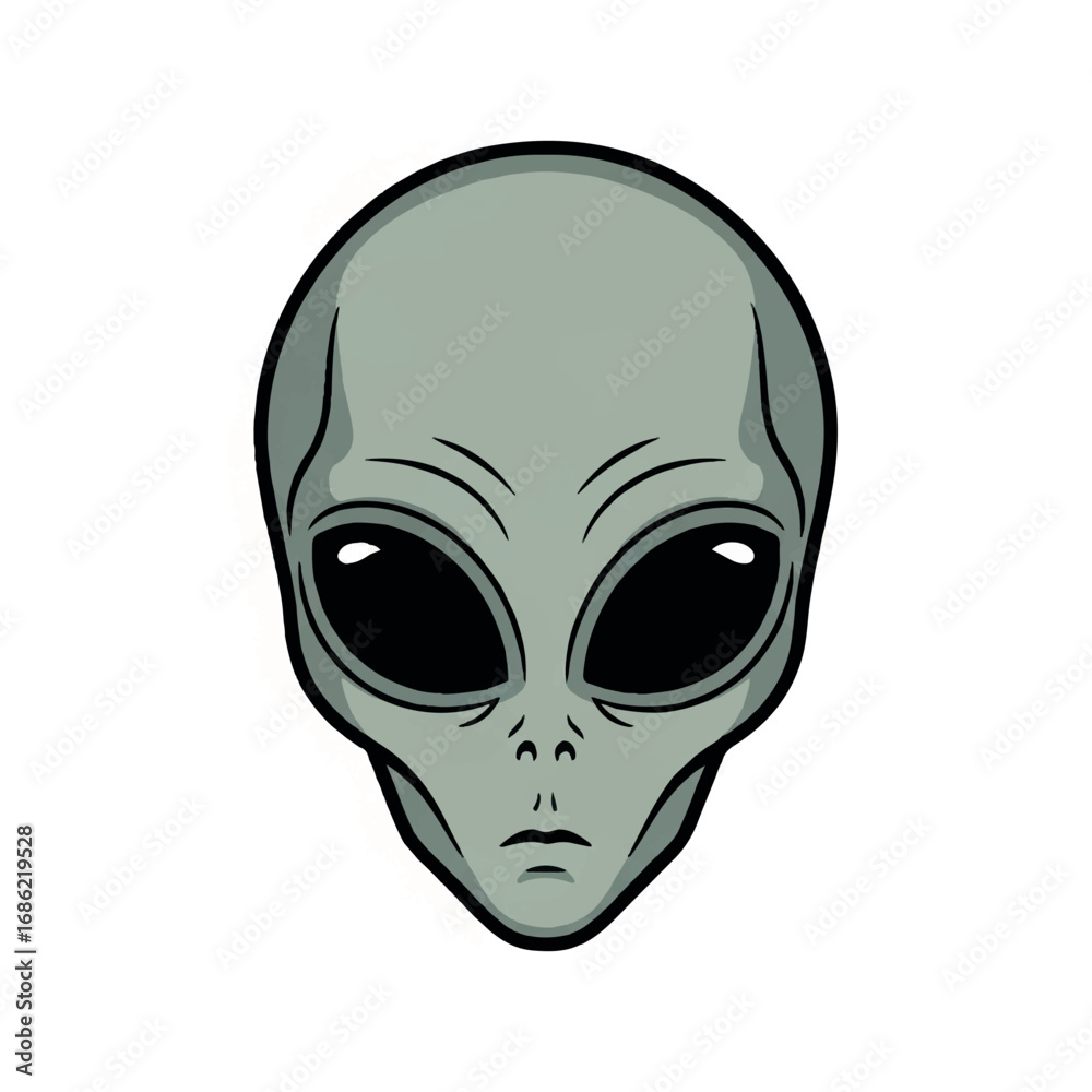 Fototapeta premium Alien head vector illustration on white background.