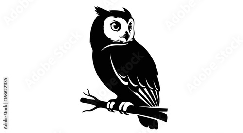 Owl silhouette black vector illustration