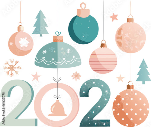 Pastel 2020 Christmas Ornaments and Trees decoration