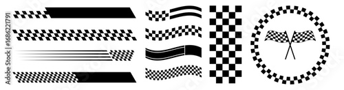 Race Car Flags Checkered Racing Flag Vector Elements.