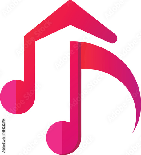 Pink musical notes forming a house shape