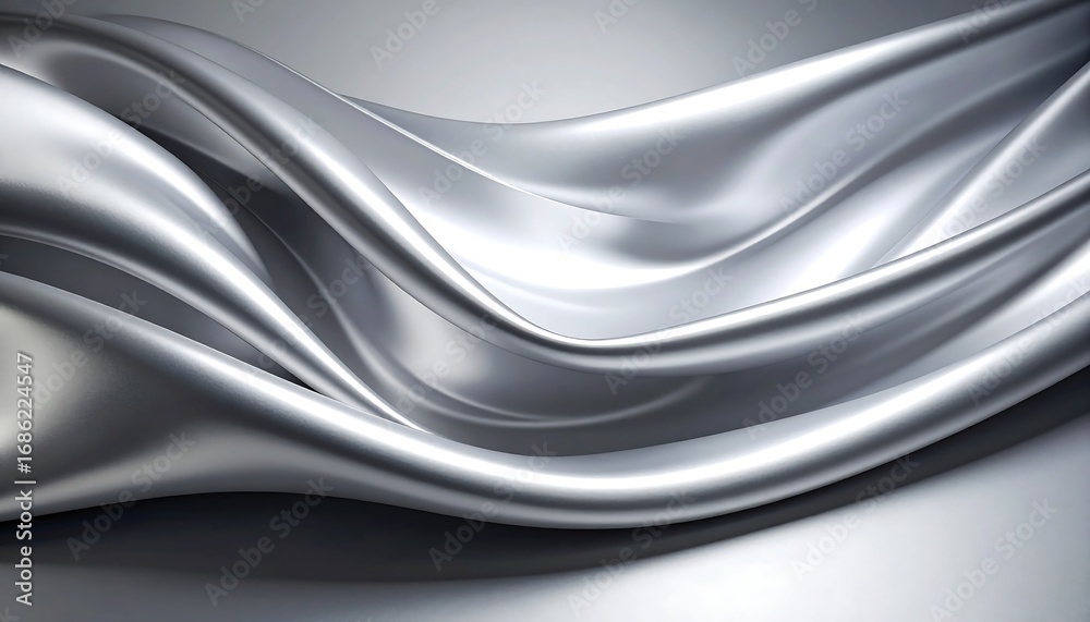 Obraz premium Silver-grey silk fabric with flowing lines and soft reflective light,