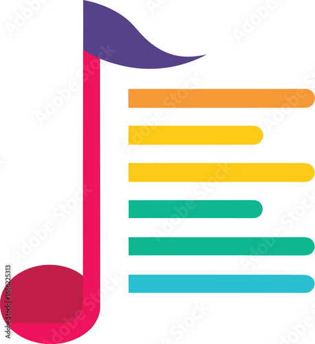 Musical note with colorful bars