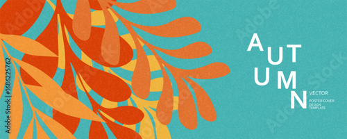Autumn season poster, thanks giving cards or banner template with minimalist design pastel colours, vibrant leaves. Collection of Vintage autumn Flower Market posters with colorful fall leaves trendy.