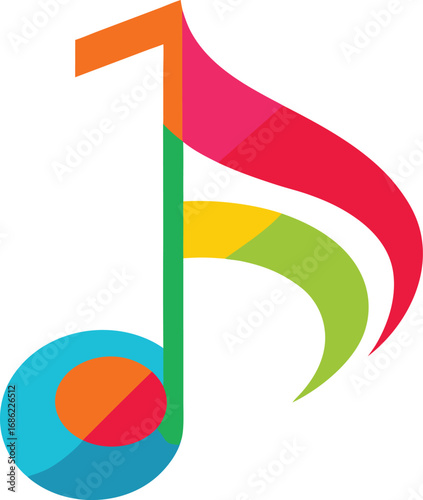 Colorful musical note with abstract design