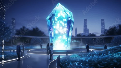 Futuristic Crystal Monument: Unveiling the Digital Age