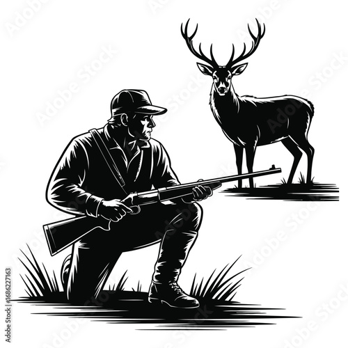 hunter and deer 