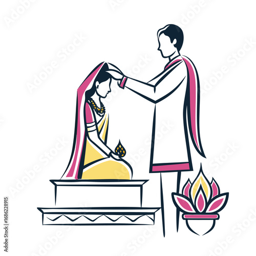 Sacred Union A Hindu Wedding Ceremony Depicting Traditional Garments Love and Rituals Celebrating the Union of Two Souls