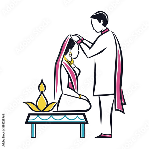 Sacred Union A Hindu Wedding Ceremony Depicting Traditional Garments Love and Rituals Celebrating the Union of Two Souls