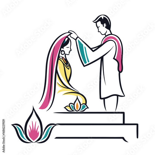 Sacred Union A Hindu Wedding Ceremony Depicting Traditional Garments Love and Rituals Celebrating the Union of Two Souls