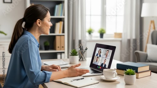 Remote Work Conference Call: Modern Professional in Home Office