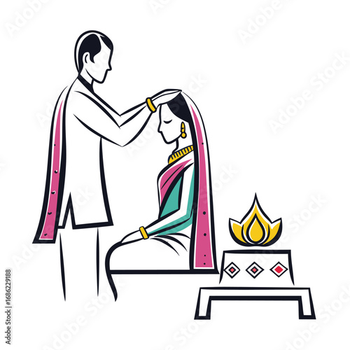 Sacred Union A Hindu Wedding Ceremony Depicting Traditional Garments Love and Rituals Celebrating the Union of Two Souls