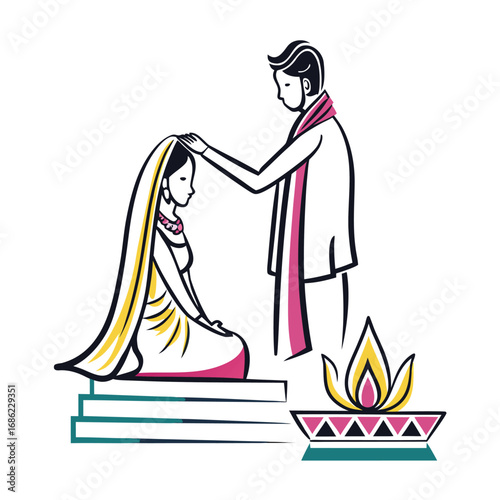 Sacred Union A Hindu Wedding Ceremony Depicting Traditional Garments Love and Rituals Celebrating the Union of Two Souls
