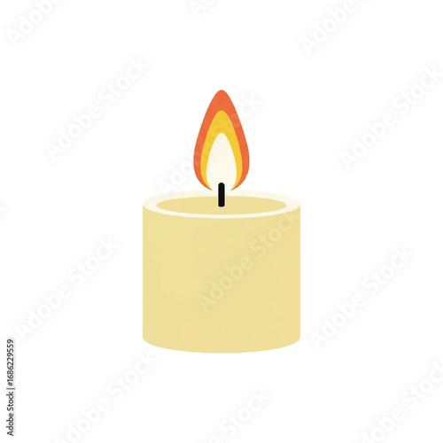 Burning Candle on White Background.