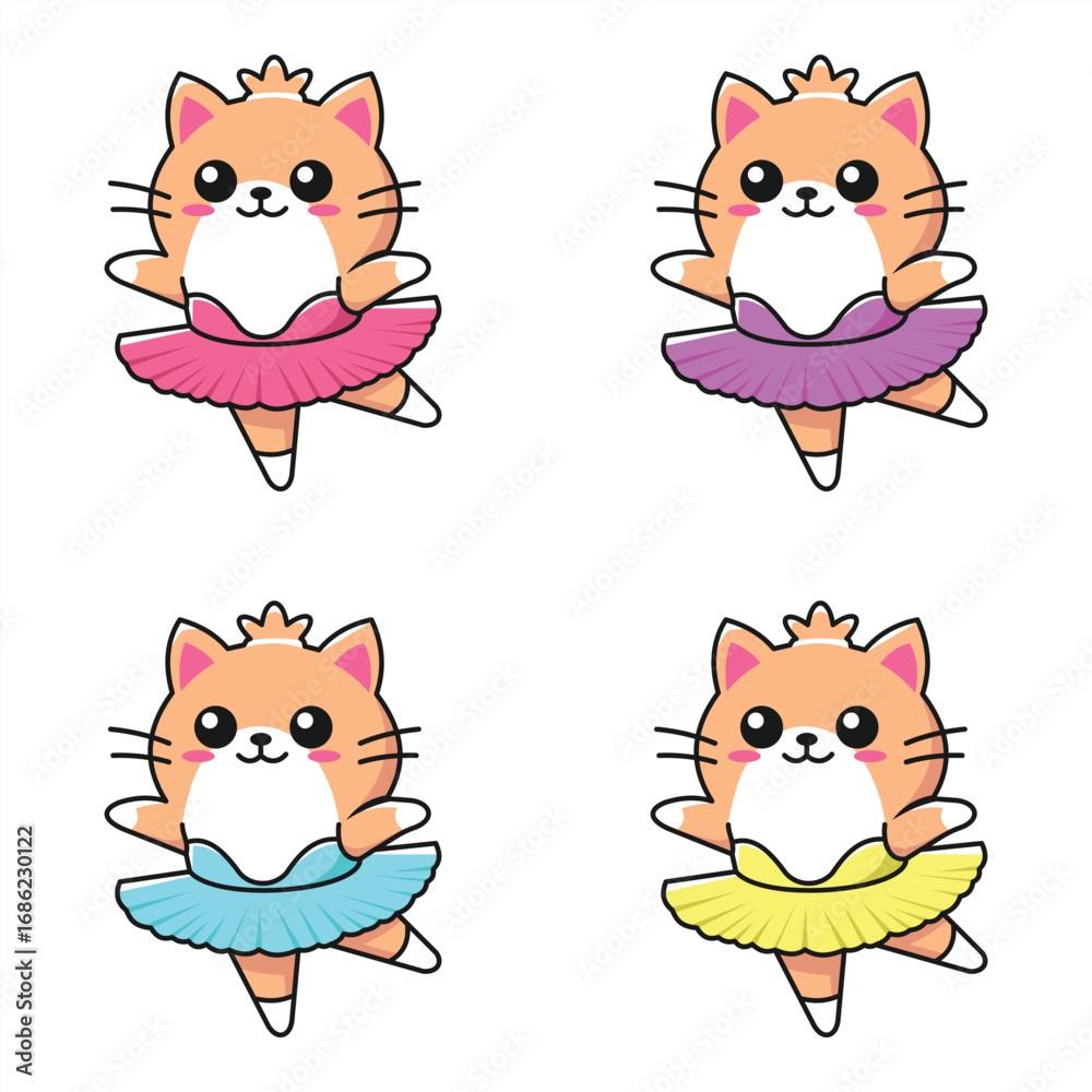 Obraz premium Ballet Cat Cartoon Vector