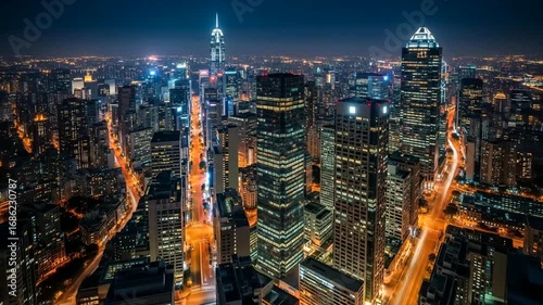 Wallpaper Mural Shanghai Cityscape at Night: Aerial View of Illuminated Skyscrapers and Urban Streets Torontodigital.ca