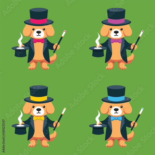 Magician Dog Cartoon Vector