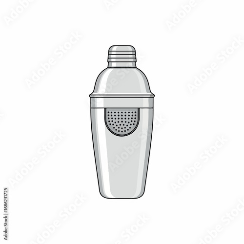 Cocktail Shaker Outline Drawing Illustration.