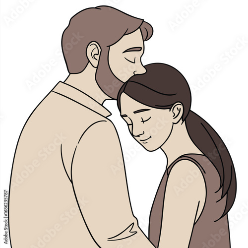 young couple or husband wife kissing  cartoon vector illustration