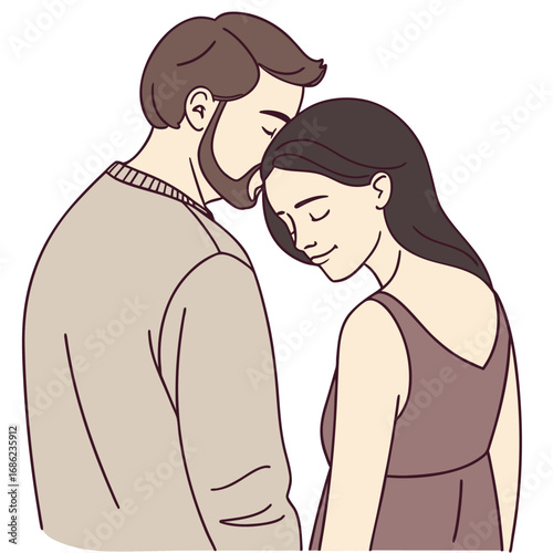 young couple or husband wife kissing  cartoon vector illustration