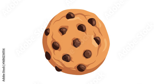 Delicious Chocolate Chip Cookie Isolated on White Background.