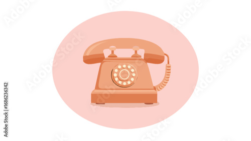 Vintage rotary dial telephone vector illustration for communication and retro technology design