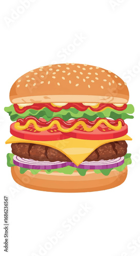 Delicious Classic Burger with Fresh Ingredients.