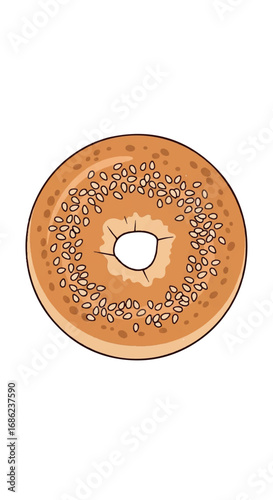 Delicious Sesame Seed Bagel Illustration.