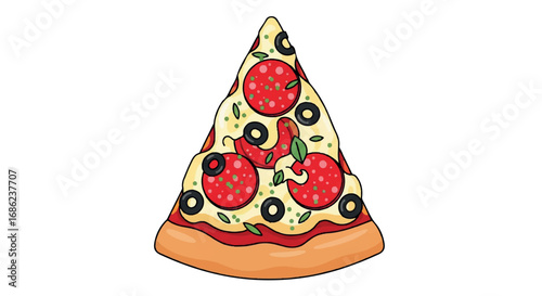Delicious Slice of Pepperoni and Olive Pizza.