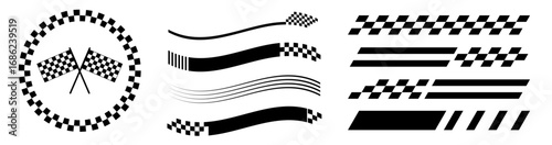 Checkered Champonship Racing Flags and Checker Borders.