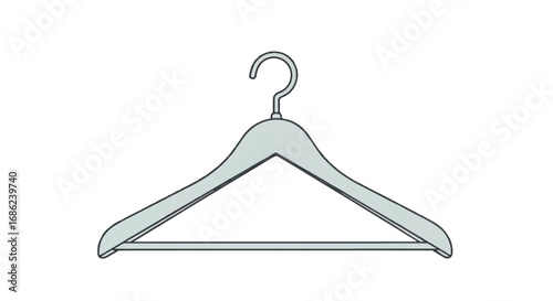 Empty wooden clothes hanger on white background.