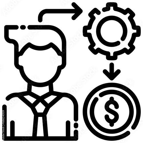 Advisory man Icon, Black And White Lined Icon Vector.