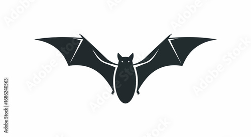 Flying Bat Silhouette Halloween Symbol.