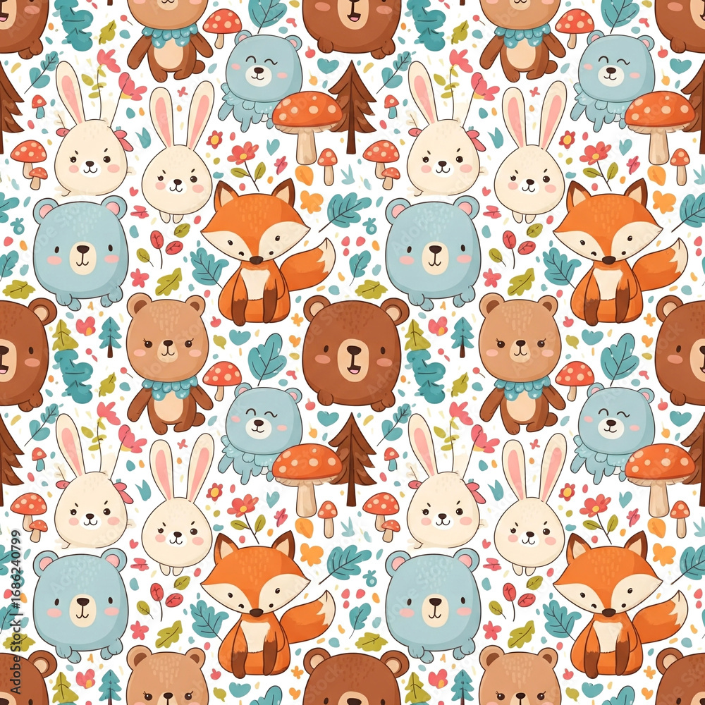 Fototapeta premium seamless pattern with funny animals