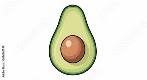 Fresh Green Avocado Half with Pit.
