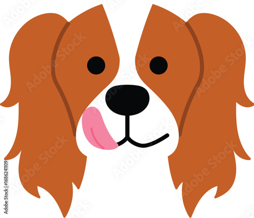Happy Cavalier King Charles Spaniel Dog Breed Character, Friendly Puppy Head, Funny Adorable Doggy Face Cartoon illustration 