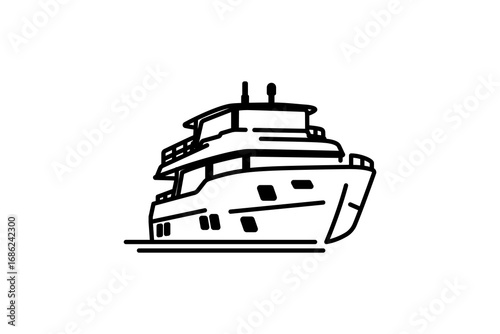 cruise ship icon line style look for side. vector illustration template design on white background
