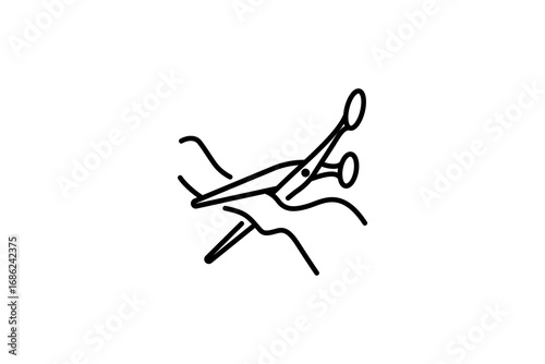 scissors cut ribbon icon template design. outline scissors cut ribbon vector icon for web design isolated on white background